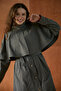 Cape Layered Belted Long Trench Coat Anthracite - 6