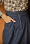 Double Belted Denim Skirt Dark Blue - 3