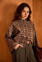 Plaid Court Collar Wide Sleeve Shirt Gray - 2
