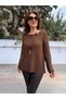 Italian Mercerized Blouse with Necklace Coffee - 5