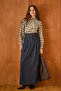 Double Belted Denim Skirt Dark Blue - 2