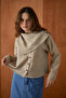Double-Breasted Collar Button Detailed Blouse Beige - 5