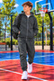 Boys' Zippered Hooded Rubberized Track Suit with Rubberized Legs