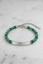 6 mm Green Agate Natural Stone Name Engravable Men's Steel Bracelet
