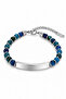 6 mm Blue Agate Natural Stone Name Engravable Men's Steel Bracelet - 6