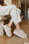 Women's Beige Suede W Tazz Thick Soled Fur Slippers - 4
