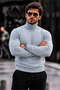 Men's High-Neck Slim Fit Knitwear Gray Sweater - 5