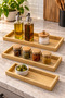 Bambella 3-Piece Bamboo Rectangular Presentation and Serving Tray Set – Breakfast, Tea, and Coffee Serving Tray - 6