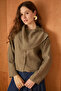 Double-Breasted Collar Button Detailed Blouse Khaki - 3