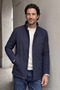 Men's Winter Navy Blue Coat Bonded Fabric Stand Collar Classic Fit - M003 - 5