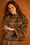 Plaid Court Collar Wide Sleeve Shirt Khaki - 5