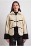 Women's Oversize Double Color Leather Soft Teddy Coat - 5