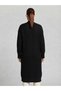 Women's Black Color Double Pocket Long Knitwear Cardigan - 2