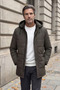 Men's Winter Khaki Coat with Hood, Bonded Fabric, Classic Fit - M005 - 5