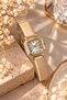 Boni̇t Women's Wristwatch Cream Beige Leather Strap Gold Color Cornered Case Roman Numerals Minimal Elegant Classic Analog Watch - 8