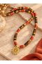 Sun Mandala Detailed Tiger's Eye and Jasper Natural Stone Necklace - 4