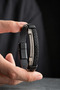 Chrome Plated 2 Row Steel Black Leather Men's Steel Bracelet - 2