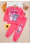 Girl's Patterned 3-Yarn Ruffled Elastic Leg Sweatpants Set