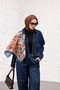 Blue Tile Patchwork Patterned Twill Scarf 70X70 cm