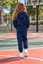 Girls' Zippered Hooded Rubberized Leggings Track Suit Set - 2