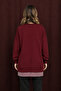 Two-Thread Combed Cotton Fabric Pocket Detail Tunic Bordo 10720 - 3