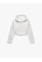 Ruffled Long Sleeve Hooded Crop Sweatshirt with Corset Detail and Zipper - 6