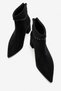 Pointed Toe Heeled Boots with Back Zipper Black Suede - 5