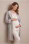 Women's Gray Polka Dot Patterned Lace Maternity Pajama Set with Dressing Gown for Easy Breastfeeding - 6