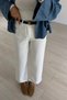 Wide Leg Draped Ecru Loose Trousers - 2