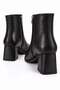 Women's Plain Pointed Heeled Boots Black Leather - 5