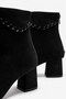 Pointed Toe Heeled Boots with Back Zipper Black Suede - 3