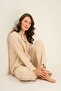 Women's Beige Woven Fabric Shirt Pajama Set, Viscose Fabric - 5