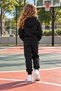 Girls' Zippered Hooded Rubberized Leggings Track Suit Set - 2