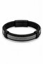 Chrome Plated Wicker Model Leather Detailed Men's Steel Bracelet - 4