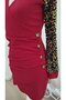 Women's Long-Sleeve Sequin Double-Breasted Collar Side Button Short Imported Crepe Dress - 5