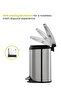 Shell Stainless Steel Pedal Bin with Slow Close Lid | Trash Can with Lid | 18 Liter, Silver - 4