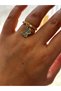 Gold Plated Double Charm Blue Butterfly and Single Stone Figured Adjustable Women's Ring - 2