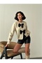 Women's Ecru Knitwear Cardigan with Bow on the Front - 2