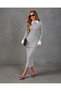 Women's long sleeve collared cowl neck ribbed knit long tank dress