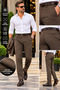 Classic Cut Lycra Pleatless Fabric Trousers – Men's Wool Blend - 4