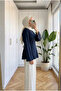Women's Tie-Back Flounce Cut-Out Cuffed Hijab Tunic Blouse 70 cm - 3