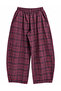 Plum plaid loose cut balloon pants with elastic waist - 3
