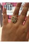Gold Plated Blue Enamel Starfish Charm Zircon Stone Adjustable Women's Ring