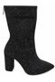 Women's Shiny Stone Detailed Back Zipper Easy-To-Wear Thick Heeled Short Boots - 2