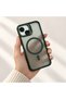 iPhone 14 Compatible Magsafe Ring Matte Transparent Silicone Case with Camera Lens Protector Gift Black - 2