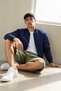 Men's Sport Bomber Ribbed Navy Blue Jacket - 3