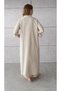 Large Size Cap & Robe - Striped Beige 100% Linen Fabric - 3