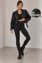 1060 Women's High Waist Gathering Tights with Fleece Inside for Winter, Premium Leggings, Black