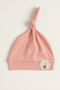 Unisex Baby Teddy Bear Crest Detailed 0-6 Months 100% Cotton Interlock Knotted Beanie Set of 4 - 3
