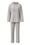Avelia Pregnant and Maternity Hooded Wide Sleeve Sweatshirt Ribbed Stitched Drawstring Waist Tracksuit Set - 6